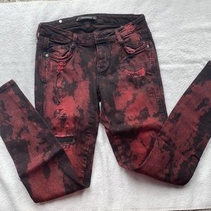Super cool unique zara black & red jeans!